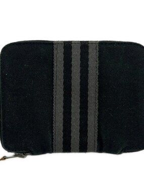 HERMES Fourre Tout Purse PM - Black Gray Canvas Bifold Wallet
